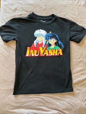 InuYasha Black Short Sleeve Graphic Tee - Anime Front Print Women’s XXS